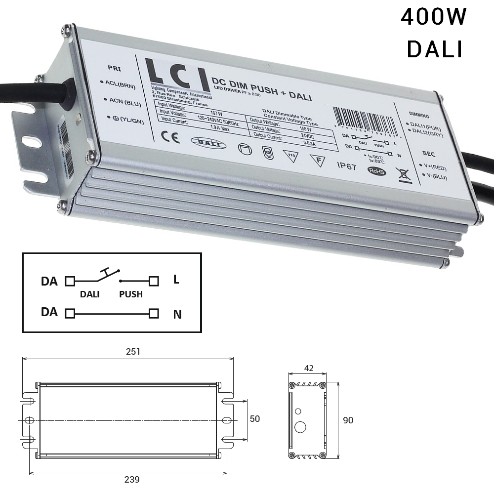 LED étanches IP65 Alimentation 24V 400W Transformateur LED